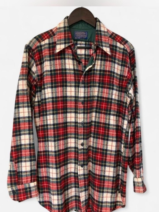 Pendleton Other - Pendleton Virgin Wool Quilt Lined Plaid Button Down USA Made Size Medium